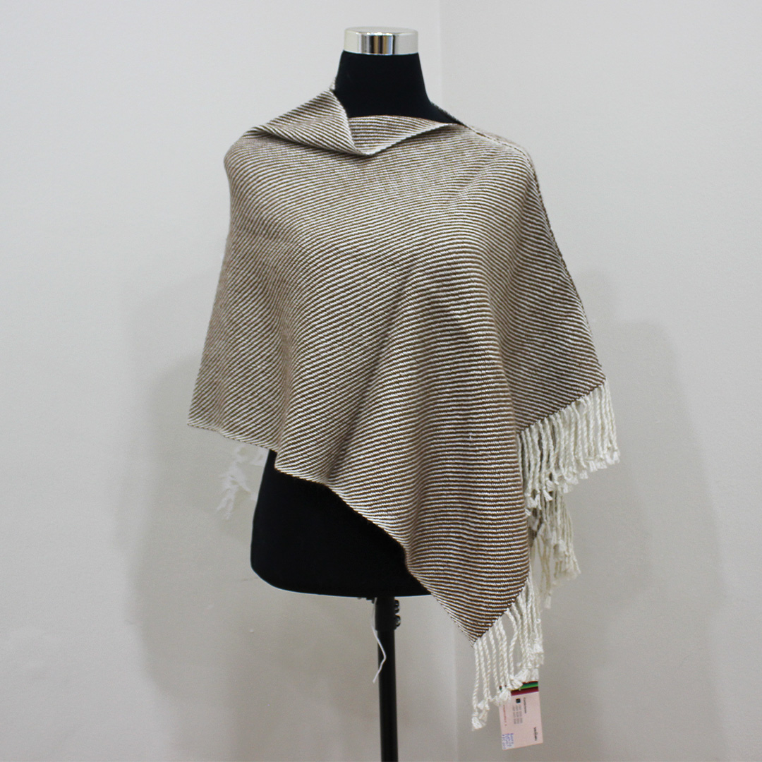 Poncho puntilla palma, blanco café